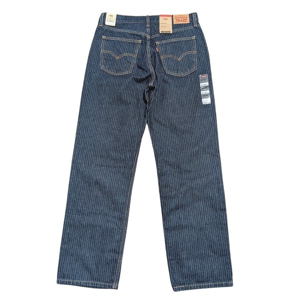 NEW Levi's Low Pro Jeans 28 x 30 Dark Blue Striped Straight Leg Jeans Railroad - Picture 1 of 7